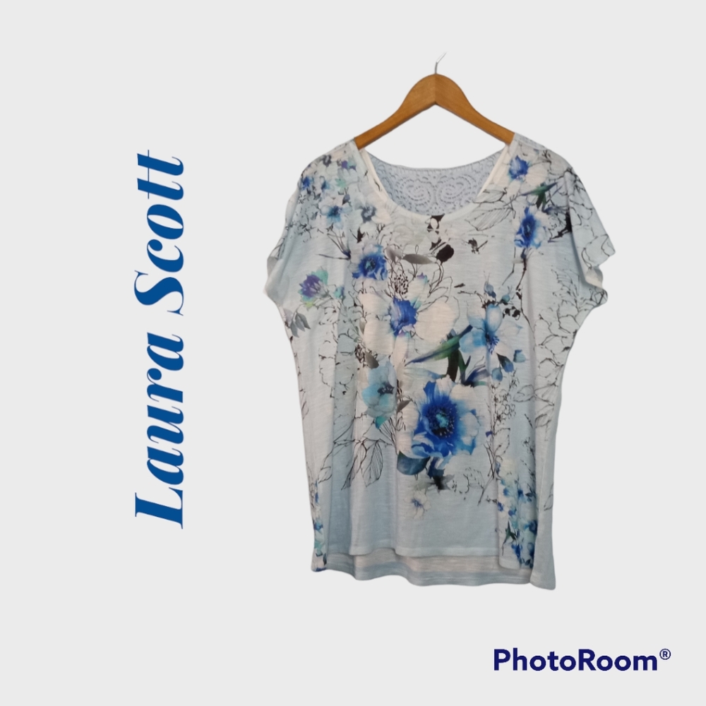 Laura Scott Watercolor Floral Tee Size XL